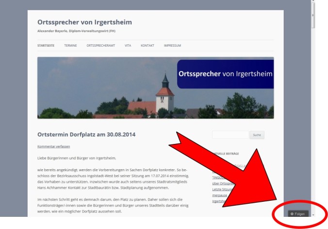 Die "Folgen"-Schaltfläche rechts unten auf dieser Internetseite