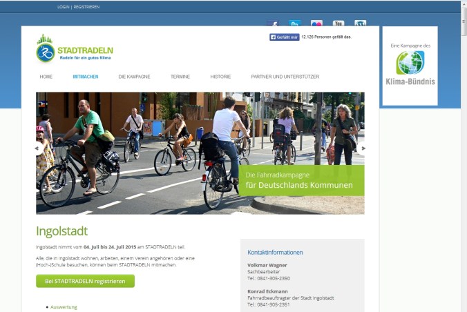 Internetseite der Aktion STADTRADELN